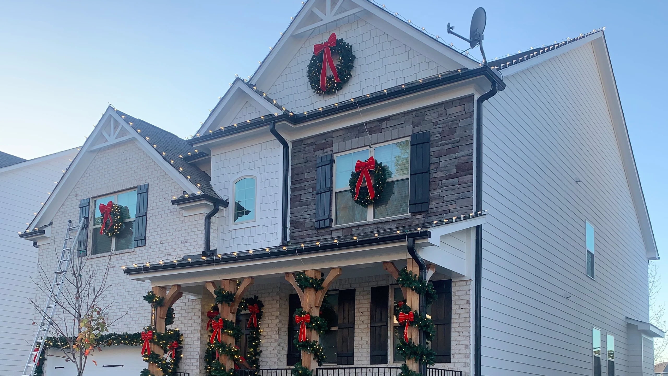 Christmas lights decorating a home